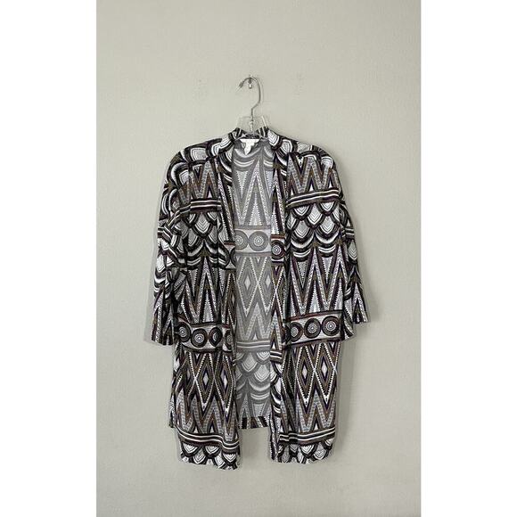 H&M Small Tribal Print Open Wrap Pool Beach Travel Cover Up Artsy Top - Picture 1 of 5